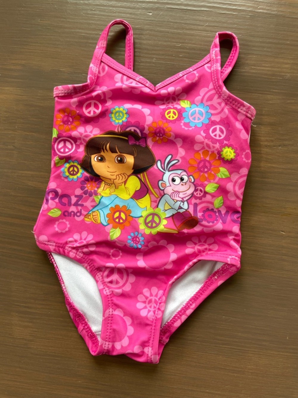 NWT Y2K Dora the Explorer Pink 70s Retro Print Swimsuit Size 12M from 2010